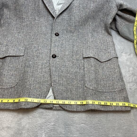 Vtg Pendleton Western Blazer Mens 50 Tall Gray Wool Tweed Suede Elbow Patches - Picture 10 of 16